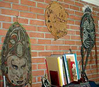 Masks on the wall at Nancy's House