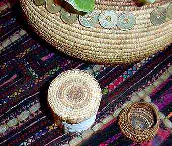 Birch Bark and pine needle baskets