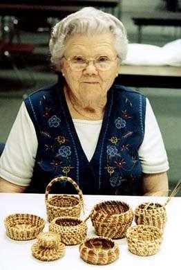 Gladys White, and the finished projects of her students at the two-day class