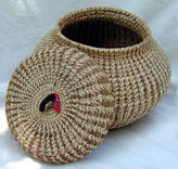 Dorothy Etzel, Red Arrow Lidded Basket, 6 inches x 4 1/2 inches