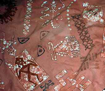 Batik quilt in progress by Nancy Latham, close up of batik panels